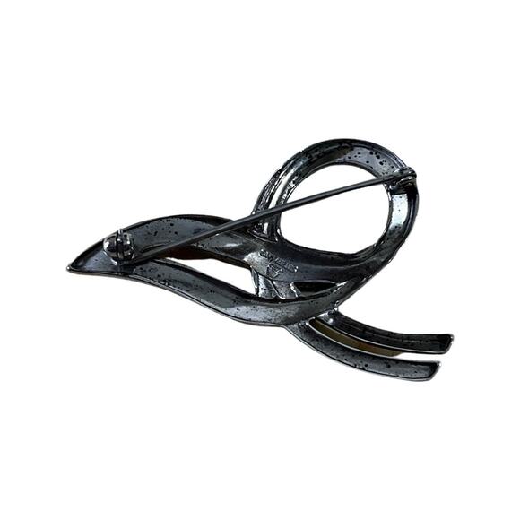 Sterling Silver Abstract Brooch, Vintage 1960s Pin, Silver Pin - Picture 5 of 7